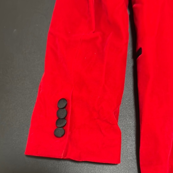 Calvin Klein Red and Black Velvet Blazer - Size 14 - Picture 6 of 7